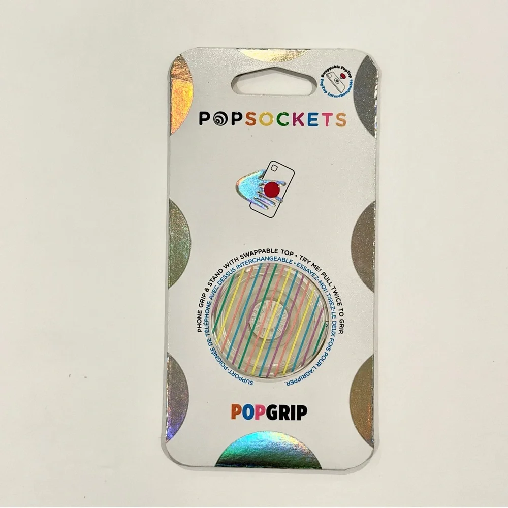 PopSocket PopGrip Phone Grip - Rainbow Pastel Stripes